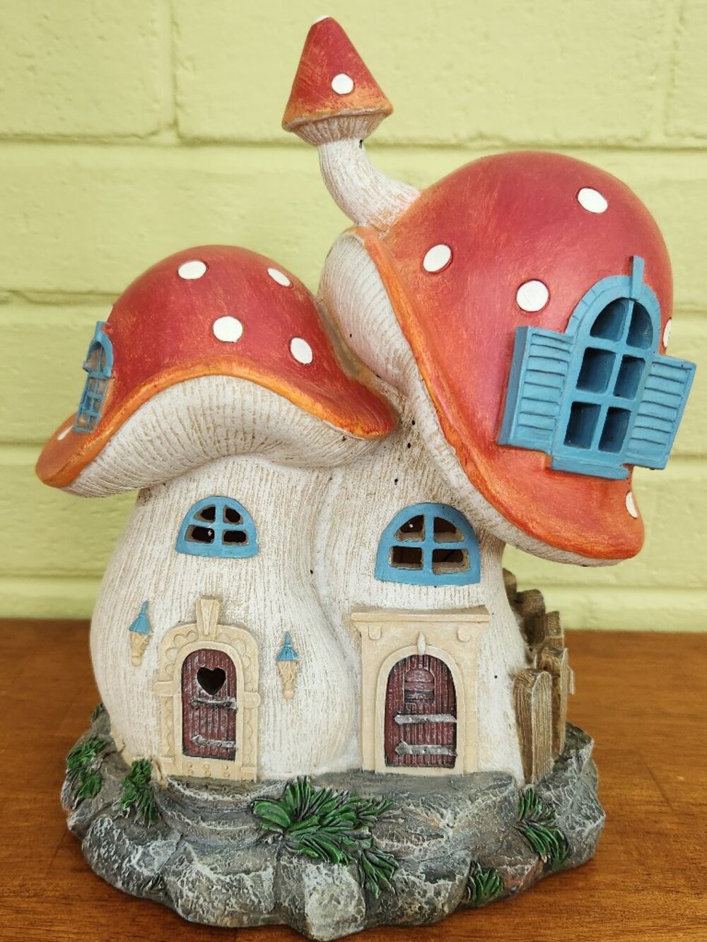 Mushroom Fairy House With Lights Resin Decorative Night Light Home Decor Solar🍄